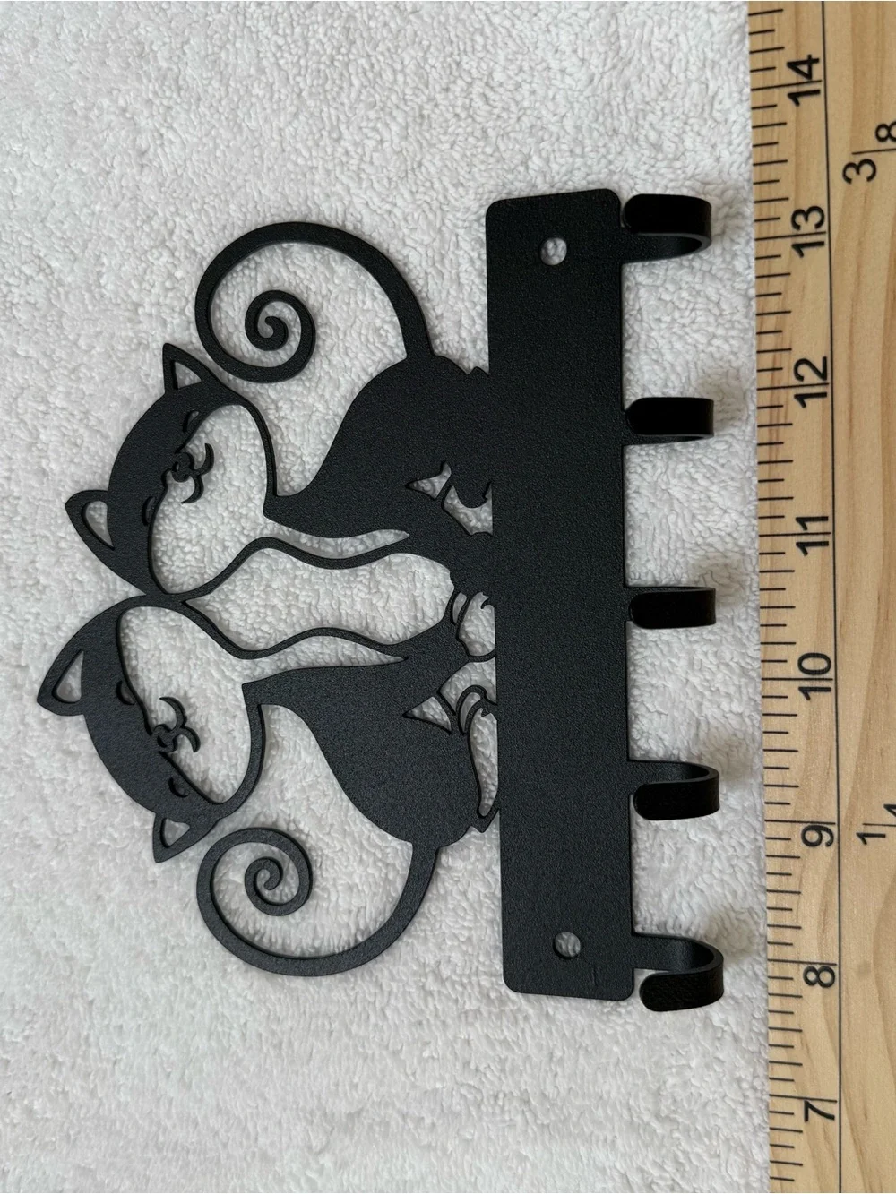 Black Cat Silhouette Wall Hook Rack - Decorative Home Wall Decor Hooks
